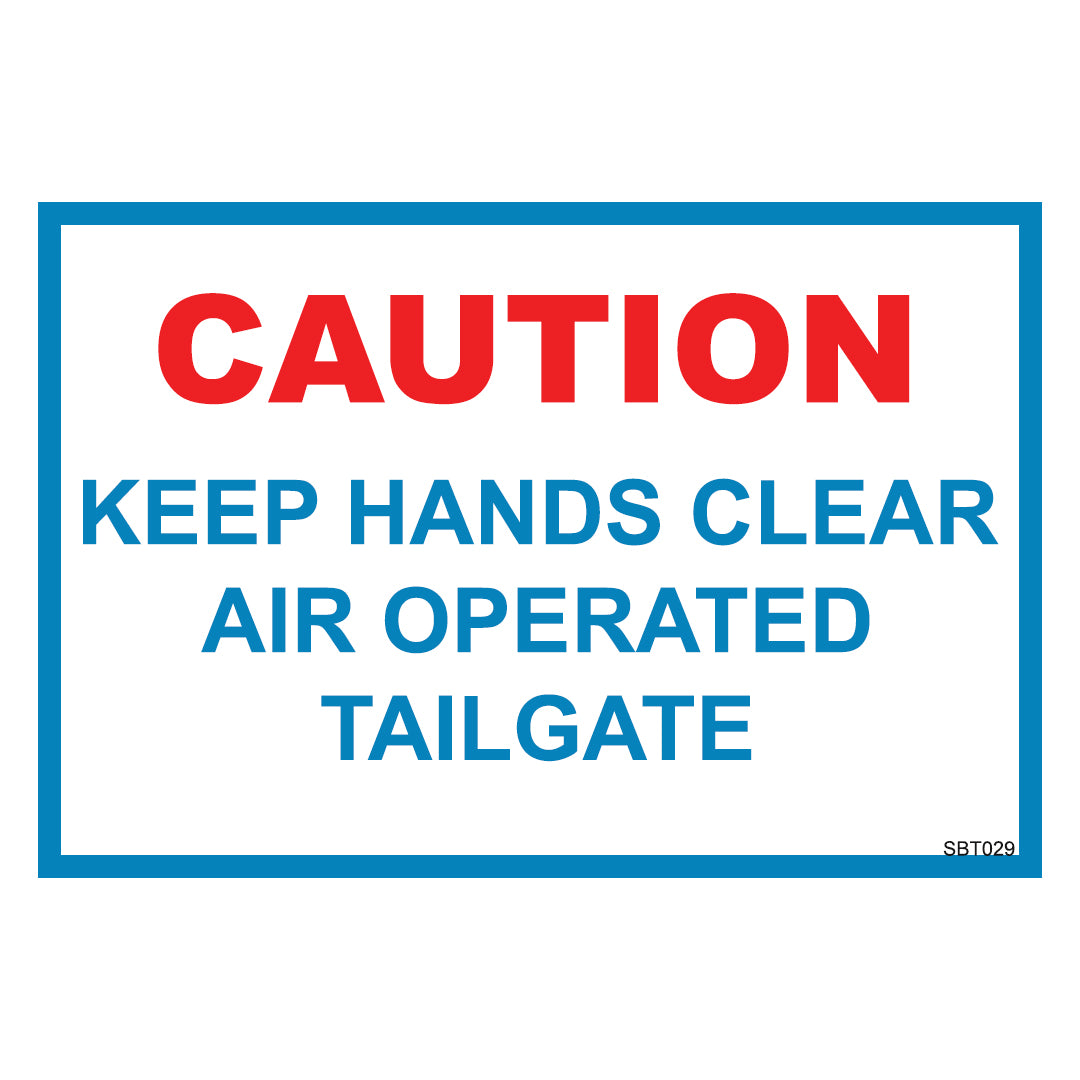 Keep Hands Clear Air Operated Tailgate Decal Sloanebuilt